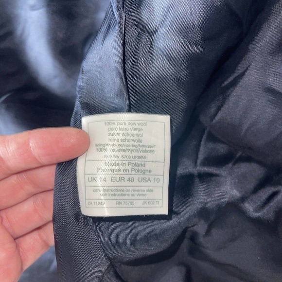 Laura Ashley Navy Blue Pure Wool Blazer Size 10 Medium 5 Button Vintage EU 40 - Picture 9 of 10